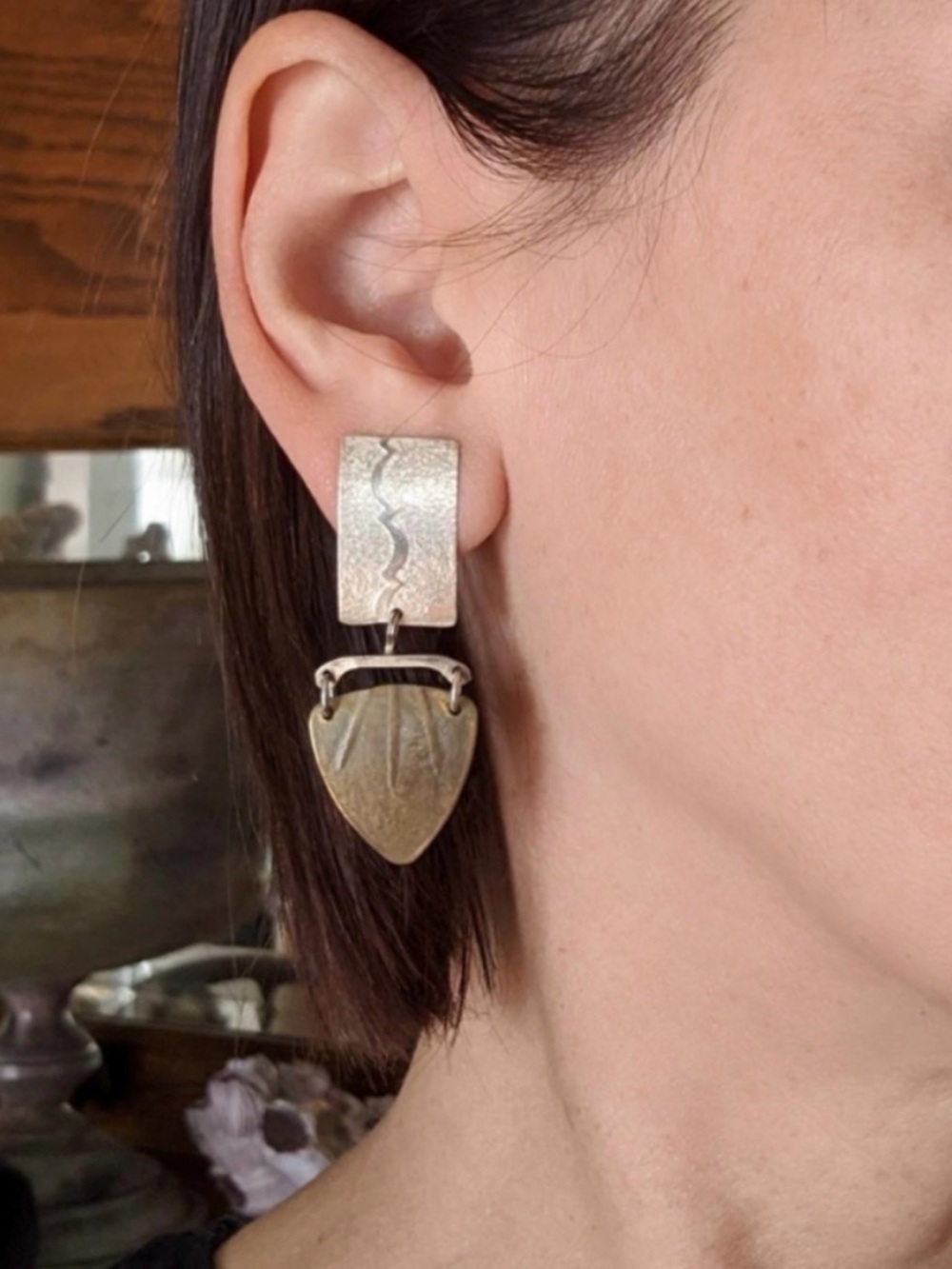 vintage 90's metal art earrings